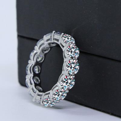 7 קראט 5 מ"מ טבעת Moissanite לנשים רצועת יהלומים מלאה S925 בציפוי כסף סטרלינג טבעות זהב לבן תכשיטי נצח לחתונה