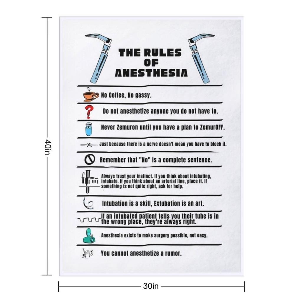 The Rules of Anesthesia Throw Blanket Baby Luxury Designer Camping funny gift Blankets