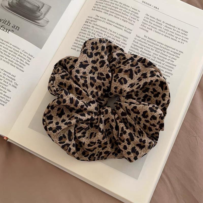 Extra large! Leopard print large intestine hair band~early spring new sweet and cool hot girl Y2k millennium style ball hair accessories headdress