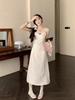 Fresh and sweet polka dot bow wear suspender dress women's summer new sunscreen clothes cardigan two-piece set