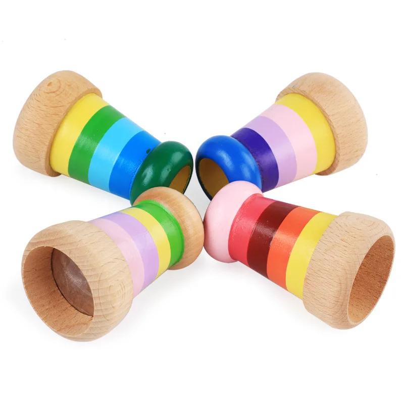 Non-Toxic Wooden Magical Mini Kaleidoscope Toys Bee Eye Effect Polygon Prism Children Learning Early Educational Toy For Kids Puzzle Games