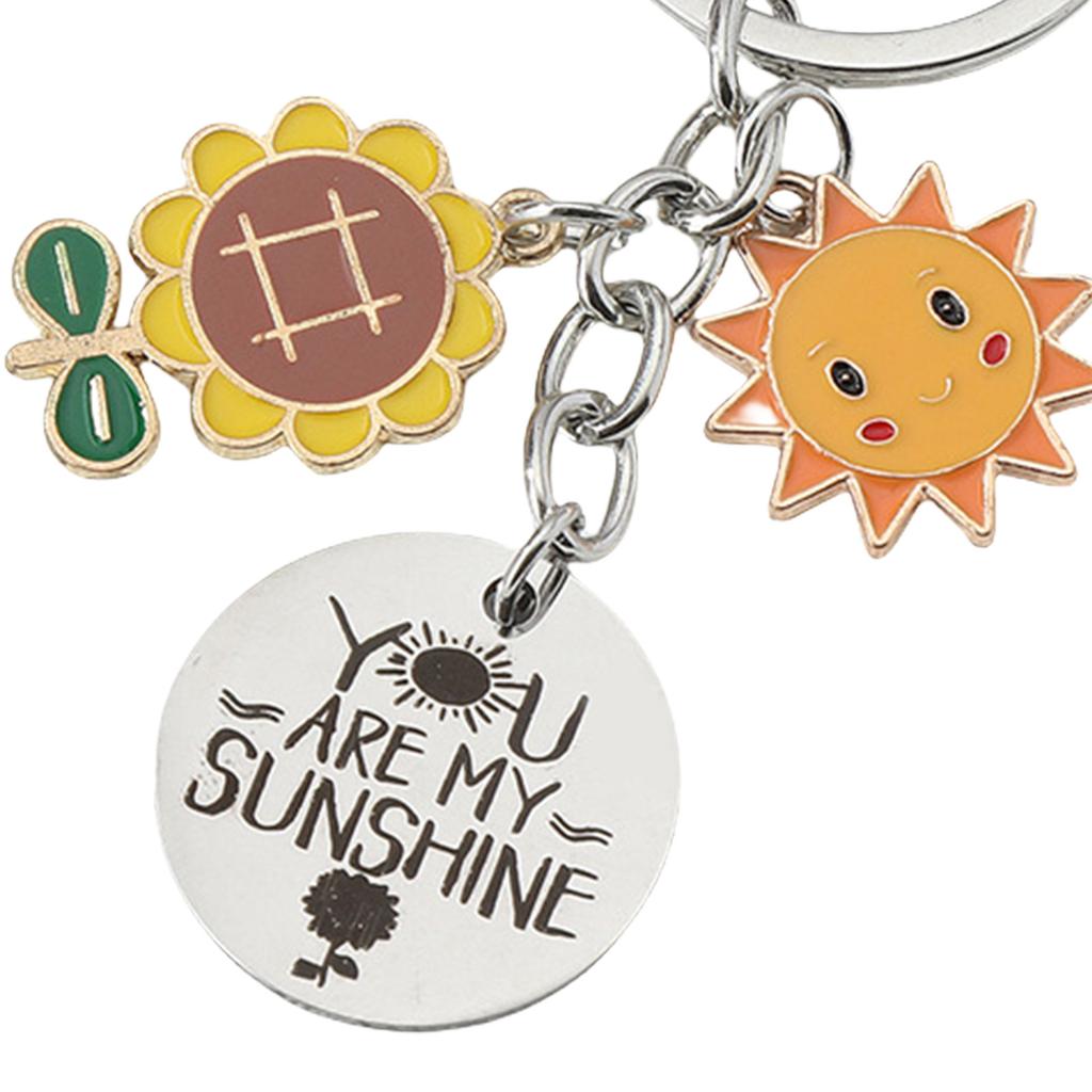 Sun Motto Keychain Pendant Charm Stainless Steel Keychain With Inspirational Sun Design For Daily Use And Gift Giving