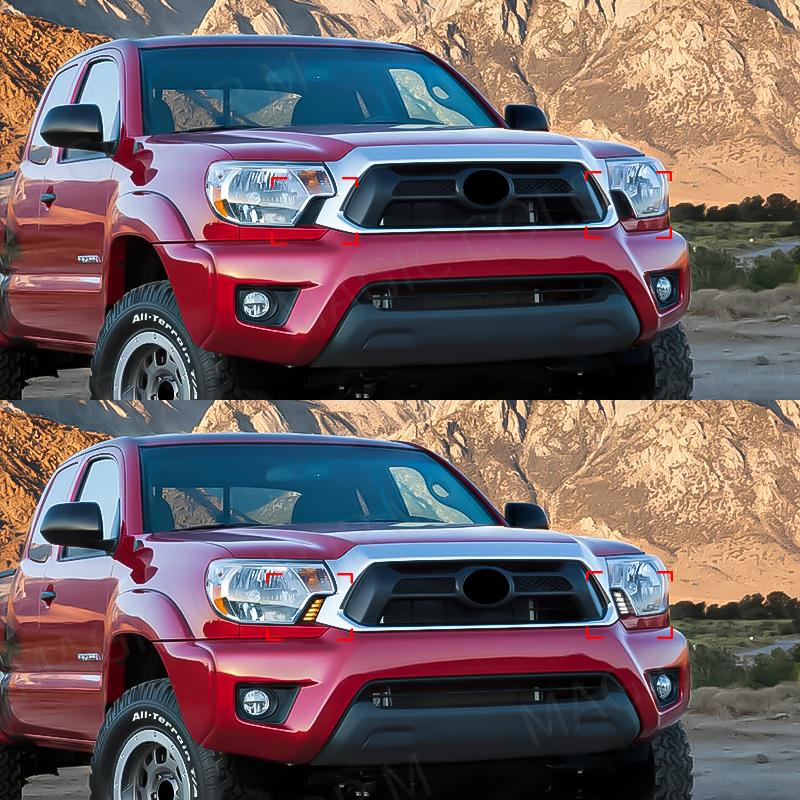 For Toyota Tacoma 2012 2013 2014 2015 LED DRL Daytime Running Light White Daylights Yellow Turn Signal Lamp 12V Car Accessories