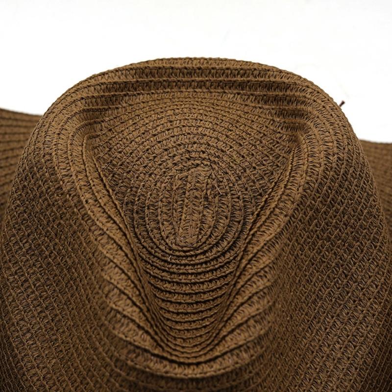 Stile Etnico Cappello da Cowboy Estivo Protezione Solare Intreccio di Paglia Cappello Western Protezione Solare