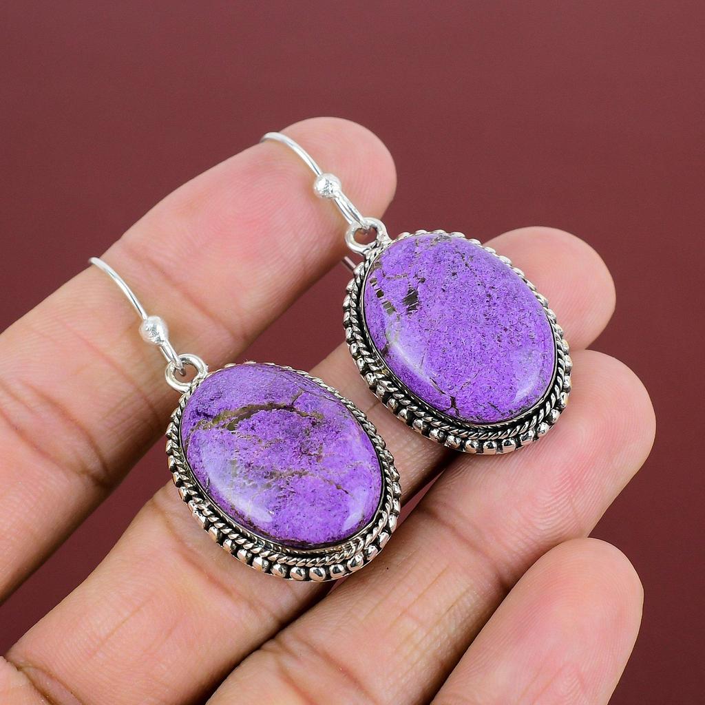Purpurite Earrings Natural Gemstone Earring 925 Sterling Silver Earring Beautiful Vintage Earring Handmade Elegant Jewelry Anniversary Gifts