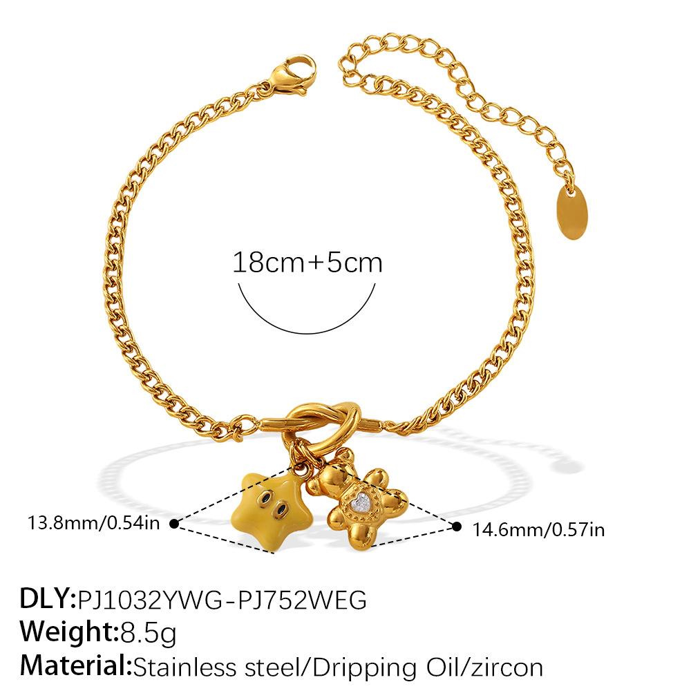 Diy Oil Drop Pendant Bracelet Women'S Stainless Steel Gold-Plated Simple Fashion Trend Jewelry