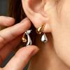 Double Teardrop Stud Earrings for Women Polished Smooth Water Drop Design Modern Fashion Party Daily Novel Metal Jewelry