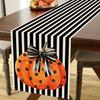 PANDICORN Black Stripe Halloween Table Runner 13x72 Inch, Orange Polka Dot Pumpkin Seasonal Table Runner Halloween Kitchen Dining Coffee Table Decor