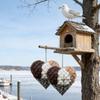 2PCS Refillable Bird House Fiber Fillers In Heart Style Metal Hangers For Lawn And Garden