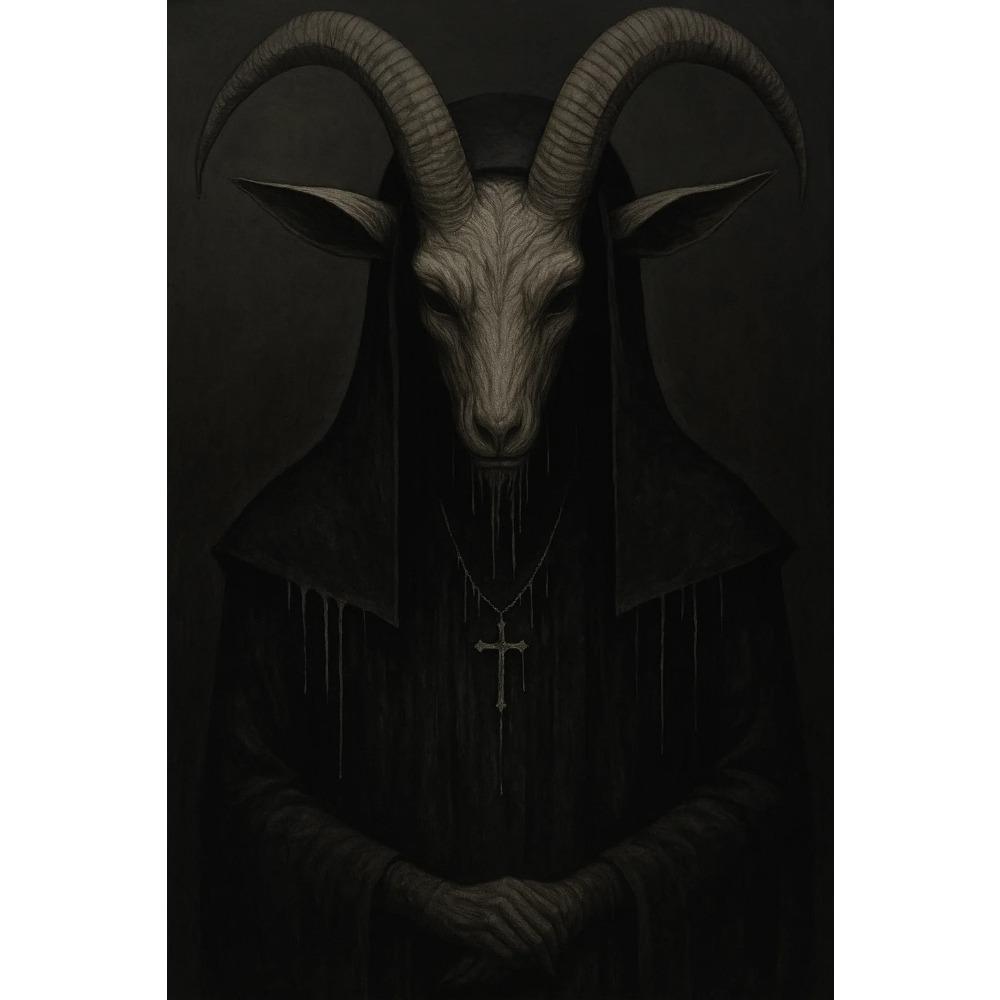 Dark Gothic Halloween Canvas Gallery Wall Print Witch Ghost Doctor Goat Skull Wall Art Vintage Moody Spooky Home Decor Gift