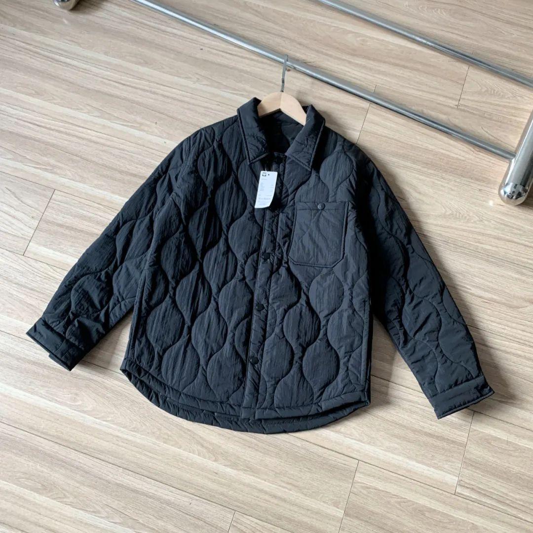 

Retro Fashion Loose Silhouette Quilted Shirt Style Workwear Cotton Padded Jackets Men s Autumn Winter Coats 2XL чёрный