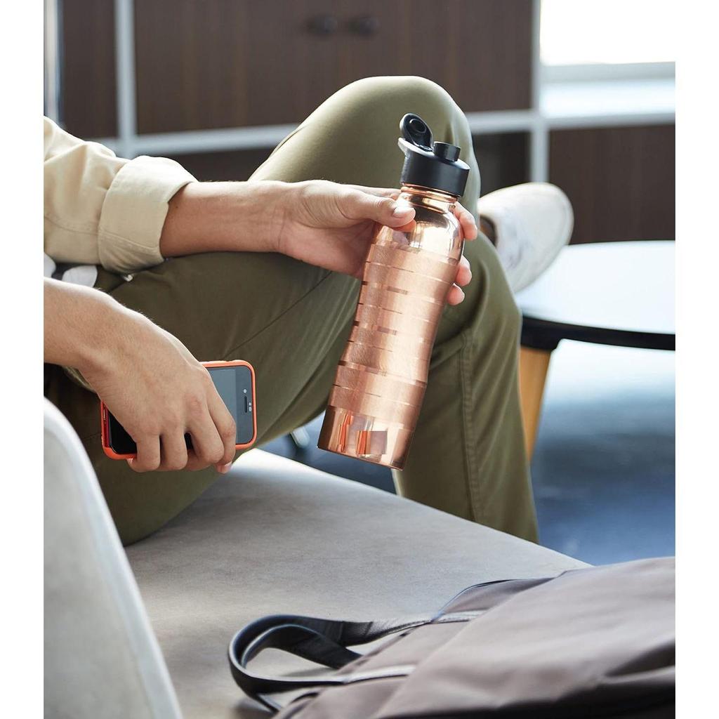Copper Water Bottle with Fliptop | 100% Pure Copper Water Bottle I Leak Proof & Rust Proof I Copper Bottle for Home, School 950 Ml (Pack of 1)
