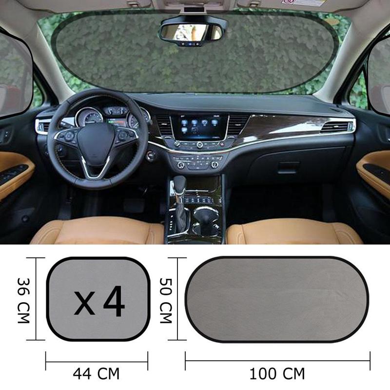LMoDri 5 Pcs Car Windows Sun Shade Black Mesh Auto Sun Visor Curtain Window Sunshade Suction Cup Protection Front Rear
