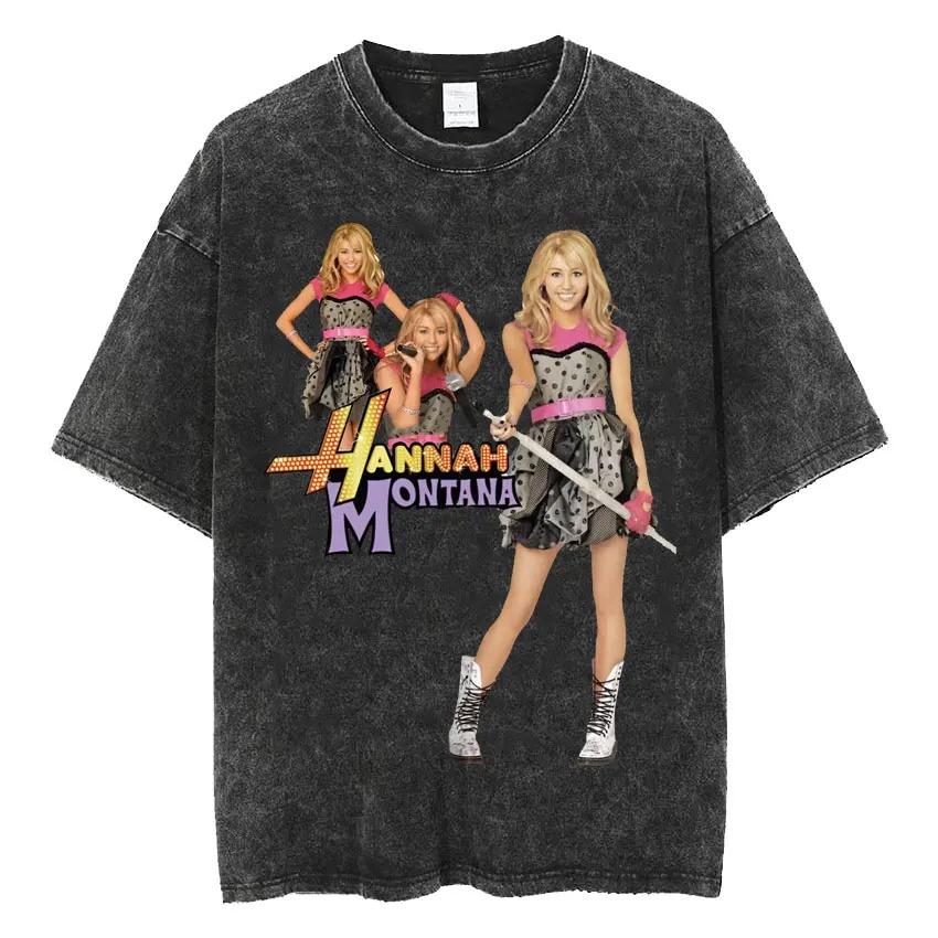 2026 Pánské Oblečení Tričko Prané Grafická Trička Muž Tričko pro Muže Ropa Hombre Miley Cyrus Hannah Montana Logo Krátký Rukáv