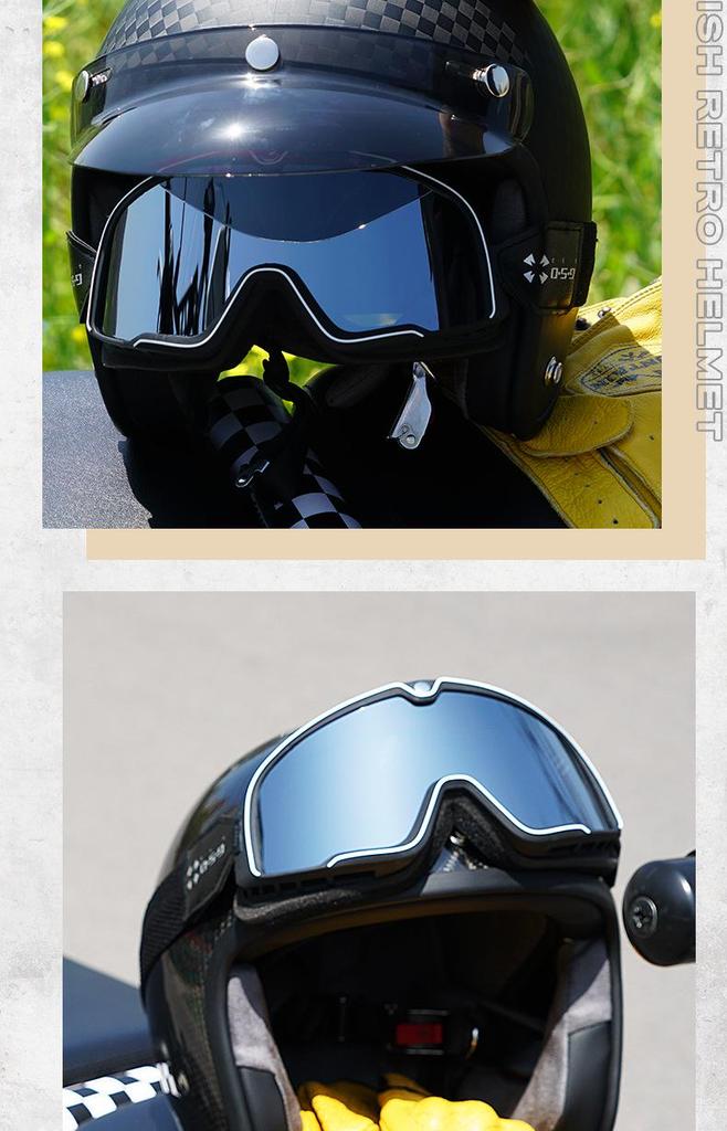 3C Certified Retro Harley Carbon Fiber Motorcycle Helmet, Unisex All-Season Winter Half Helmet