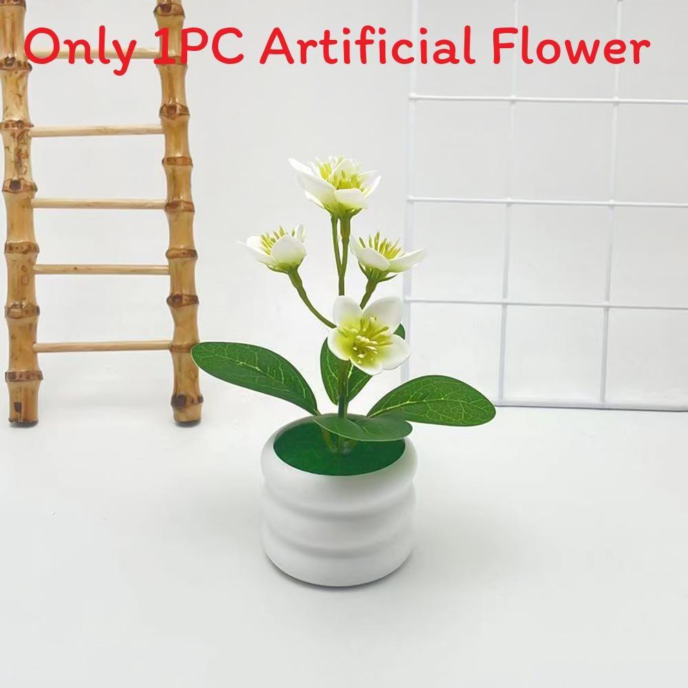 Jasmine Flower Potted Plant Artificial Decor For Home Outdoor Garden Scene
