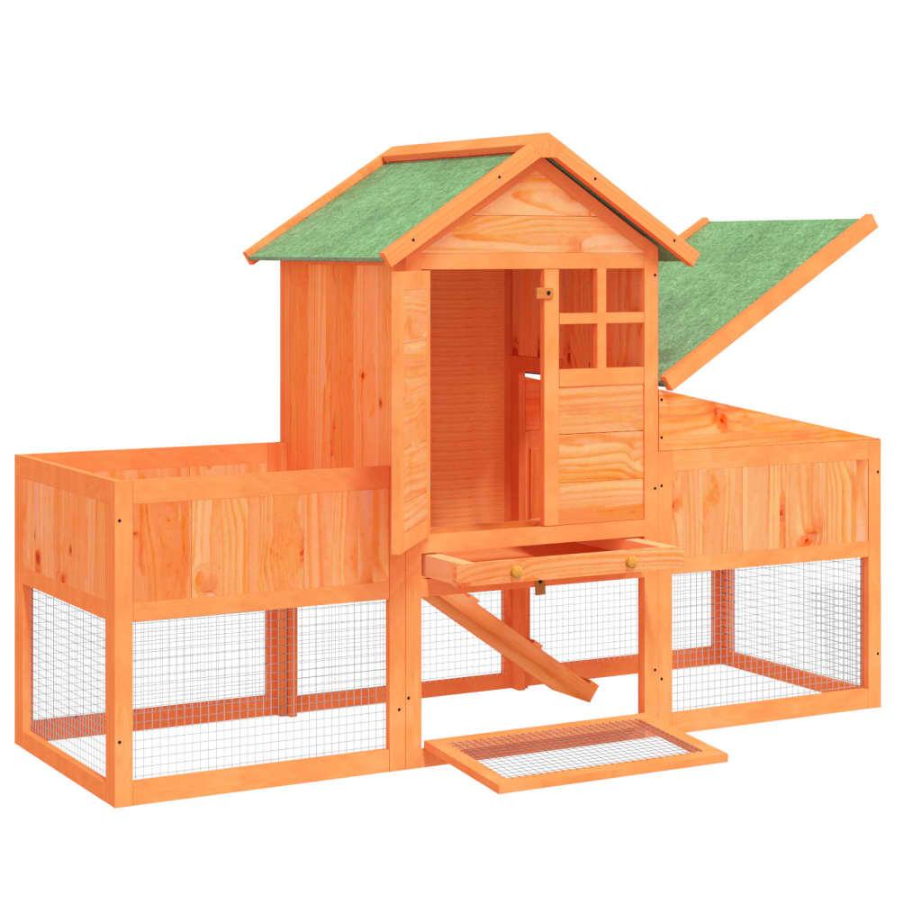 Vidaxl Rabbit Cage, Brown, 170X63X113 Cm, Pine Wood