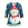 Women's Christmas Print V-Neck Work -Quarter Sleeve Caregiver Uniform Scrub Tunic