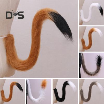 Cosplay Sahte Kedi Kuyruğu Yumuşak Tüylü Peluş Kontrast Renk Metal Pin Sabit Performans Kulübü Dans Partisi Kostümleri Destek Yapay Kuyruk