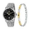 Epoca Stainless Steel Black Sunray Dial Quartz R8853118029 100M Men's Watch With Extra Bracelet