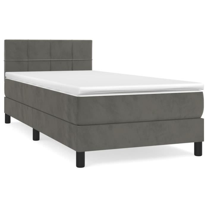 3141270 vidaXL Divan Bed and Mattress Dark Grey 80x200 Cm Velvet