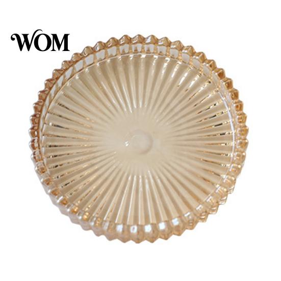 Round Candle Holder Pillar Tray, Decorative Glass Modern Home Decor Dish, for Table Spill-proof