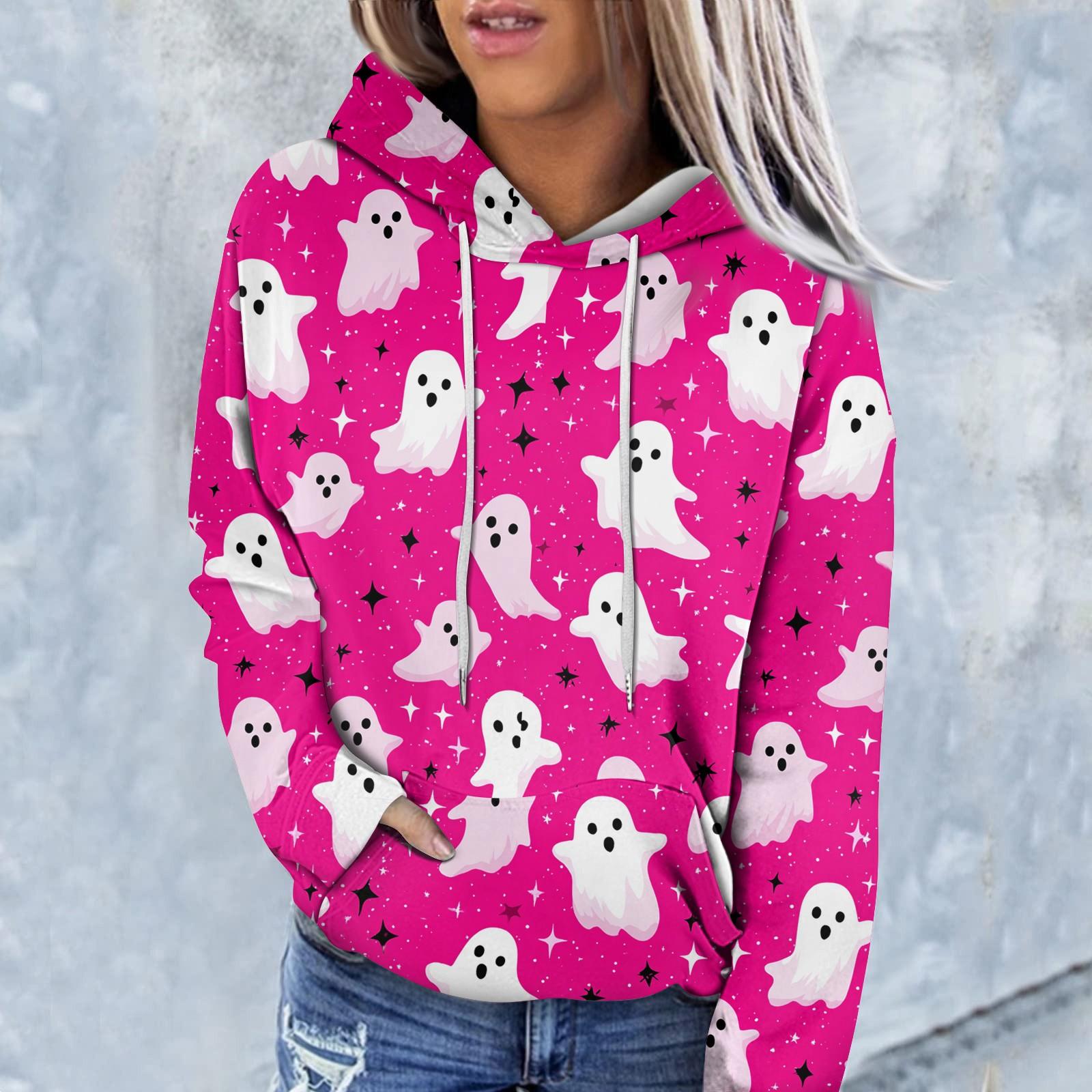 

Жіночі толстовки Світшоти Одяг Для дівчаток-підлітків Повсякденний светр Пуловер з кишенями Хелловін XL