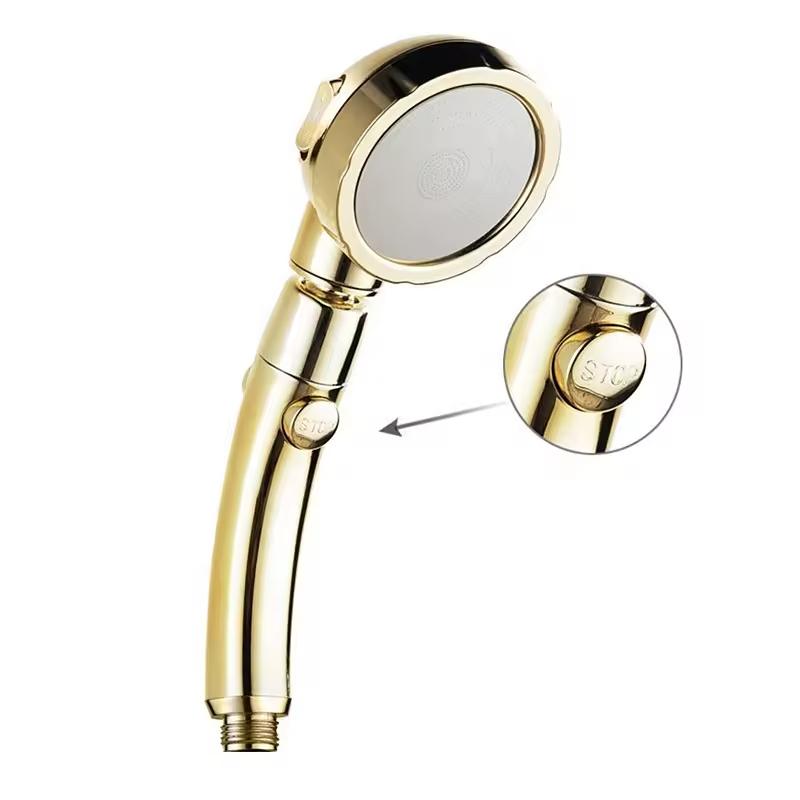 HONGDEC Pause Button 3 Settings Hand Shower Head 360 Degree Adjustable Gold Shower Head