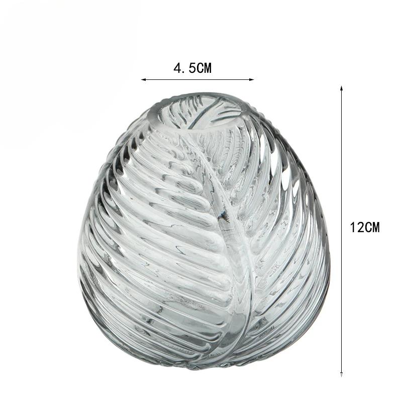 

Минималистский современный узор из листьев, стеклянная ваза для цветов, небольшой размер, украшение из сухих цветов, цветная флористика, офисные украшения, вазы