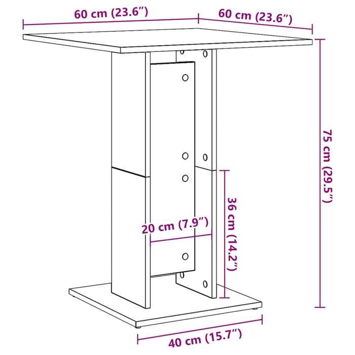 VidaXL Table de bistro chêne artisanal 60x60x75 cm bois d'ingénierie 856023