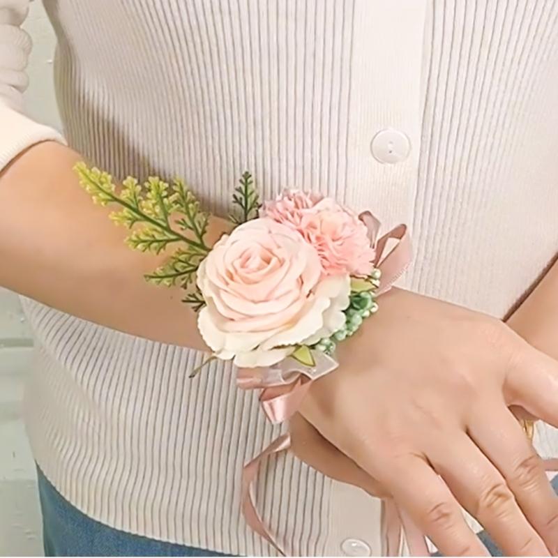 2Pcs Wrist Corsages for Mother of Bride and Grooms, Rose Corsages Wristlet for Bridal and Bridesmaid, Corsages for Proms