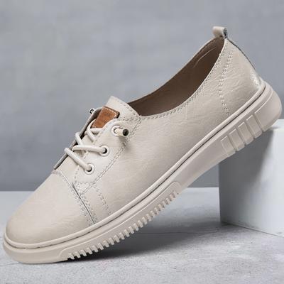 Herren Freizeitschuhe aus echtem Leder, rutschfest, ultraleicht, Herren Laufschuhe, modisch, bequem, Slipper zum Hineinschlüpfen, vielseitige Schnür-Loafer