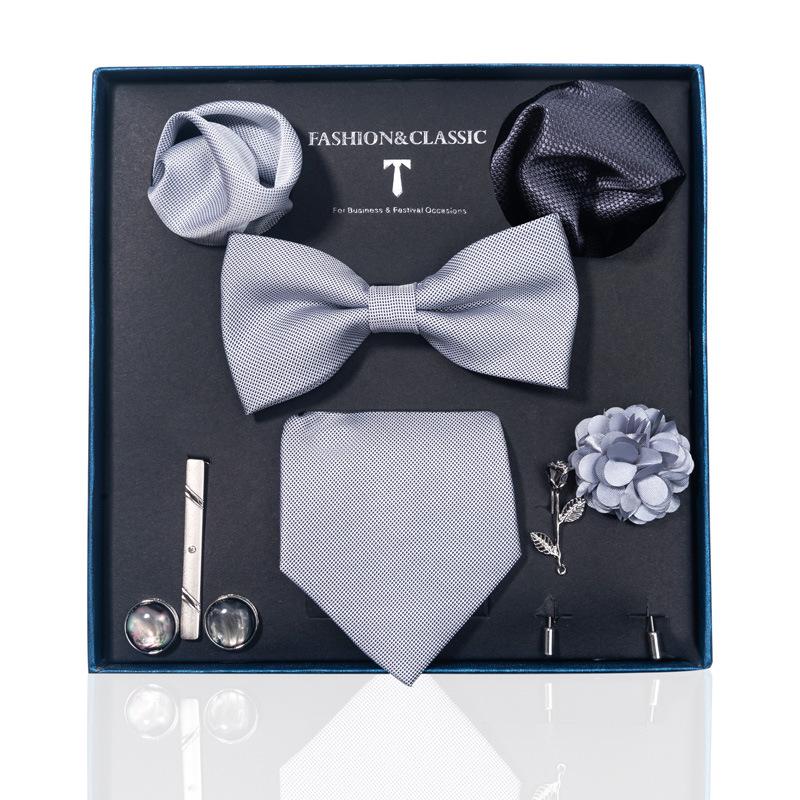 Luxury Groom Tie, Pocket Square & Boutonniere Gift Set for Weddings