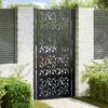 Black Garden Gate 105X205 Cm Steel Leaf Pattern