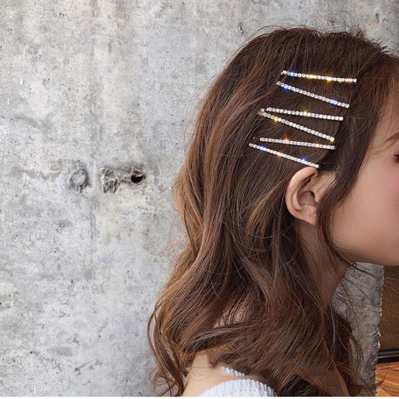 European Diamond Bangs Clip Set: Sparkling Hair Accessories, 4-Piece Headdress Set