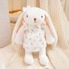New 35cm Cute Shy Bunny Plush Toy with Floral Check Dress Soft Stuffed Rabbit Kid Birthday Gift Sofa Bedroom Decor Hugging