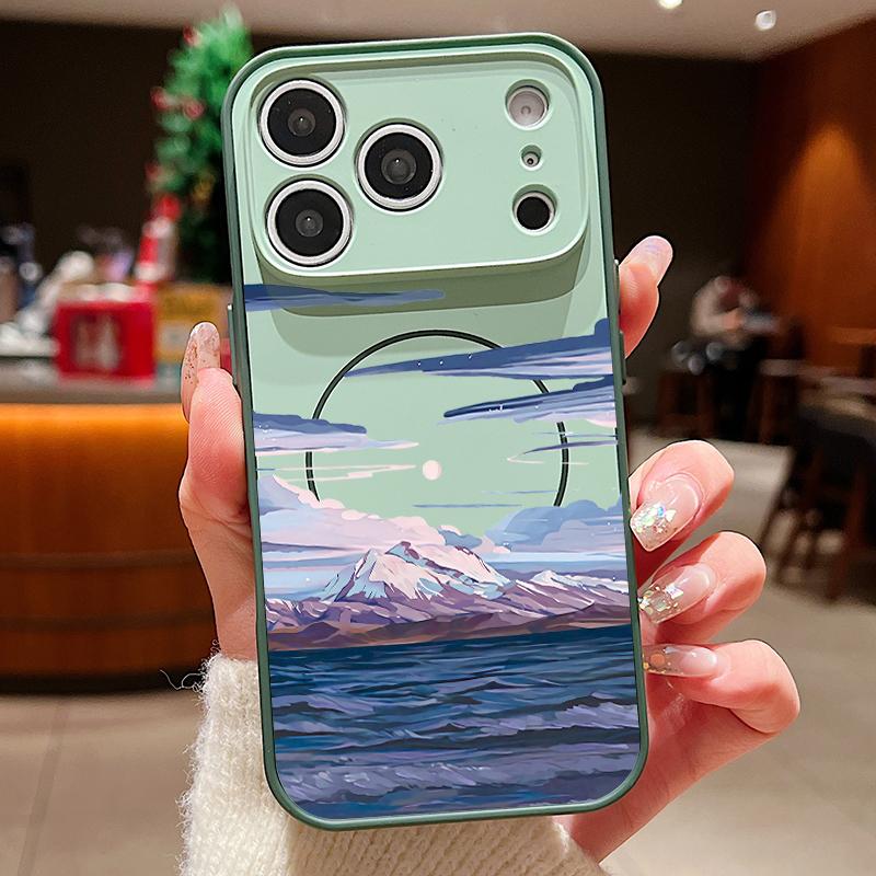 Mountain Landscape Case For iPhone 17 18 Pro Max For iPhone 16 15 14 13 Pro Max Magnetic For Magsafe Skin Feel Hybrid Phone Cover