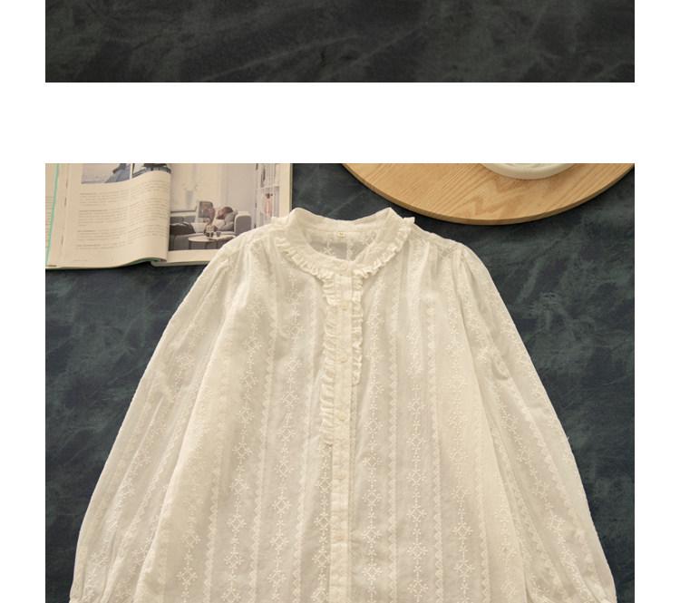 Korean Style Retro Evening Tea Embroidered Cotton Women's Shirt