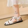 Square head hollow versatile casual pig cage shoes women's summer new retro baotou woven flat Roman sandals
