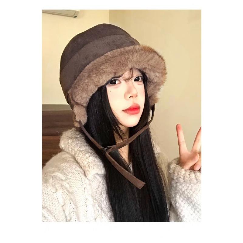 Women S Suede Earflap Hat Outdoor Casual Warm Plush Hat