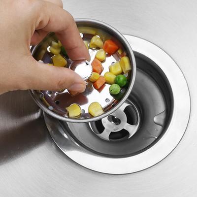 Kitchen Sink Drain Strainer Press Stopper Anti-clogging Quick Drainage Universal Stainless Steel Sink Drain Filter Catcher Basket Cover