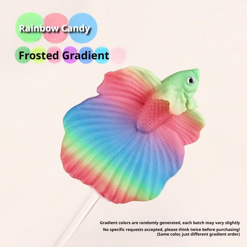 1Pc Long Pole Teasing Fish Stick Colorful Fish Shaped Betta Training Wand Resin Simulation Betta Stick Fish Tanks Accessories
