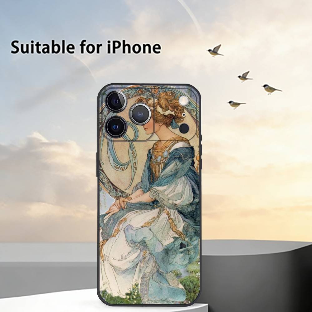 ART Alphonse M-Mucha Phone Case Silicone Soft For IPhone 17 16 15 14 13 12 11 X XR Plus Pro Max Plus