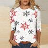 Damen-T-Shirt mit modischem Weihnachtsdruck, lässig, langärmelig, Rundhalsausschnitt
