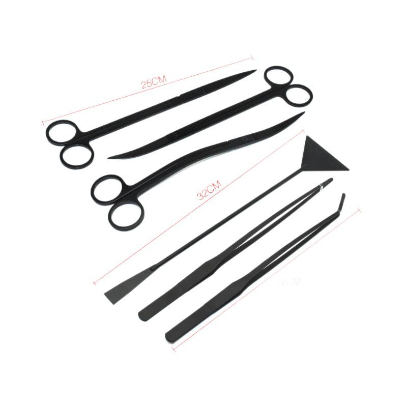 Aquatic Plant Trimming Kit: Stainless Steel Tweezers, Scissors, Clips, Flat Sand Shovel, Algae Scraper, Fish Tank Cleaning Supplies