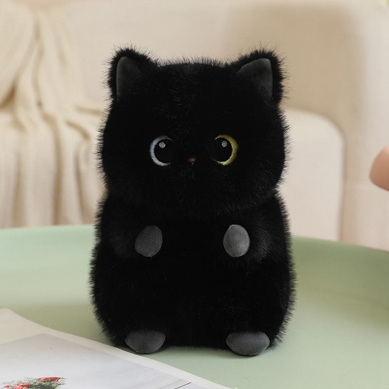 23Cm Squatting Cat Plush Toy Stuffed Siamese Cat 3-Color Black Brown Kitten Cartoon Animal Plushie Companion Gift