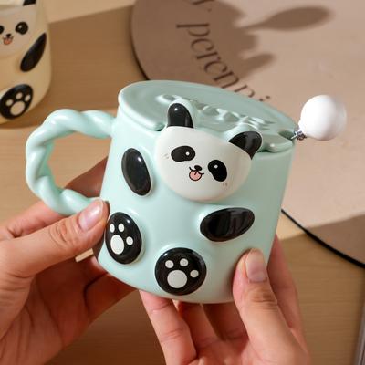 Kreatywny Relief Osobowość Uroczy Panda Ceramiczny Kubek Pamiątka Świeży Domowy Kubek do Picia Kubek o wysokiej wartości