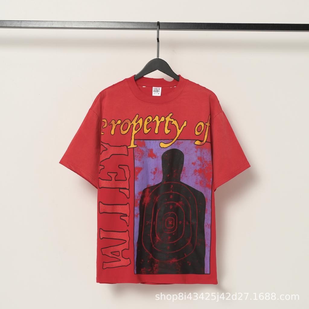 2025 Amerikanische trendige Marke Vall gewaschen alt bedrucktes kurzärmeliges Hip-Hop lockeres Streetwear-T-Shirt für Männer und Frauen