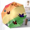1pc Butterflies Sunset Automatic Folding Umbrella - Compact 8-Rib Design, Durable Plastic & Iron, Lightweight for Outdoor Daily Use058