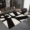 Minimalist Abstract Pattern Area Rug with Geometric Shapes and Black White Color Scheme Floor Mat for Living Room Home Decor